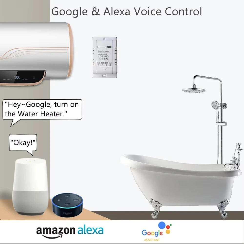 Tuya 20A WiFi Smart Switch Circuit Breaker APP Control Power Monitor Overload Protection Works with Alexa Google Home Siri — view 4