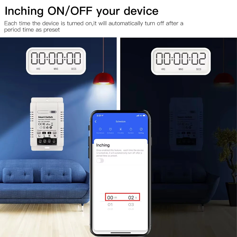 Tuya 20A WiFi Smart Switch Circuit Breaker APP Control Power Monitor Overload Protection Works with Alexa Google Home Siri — view 6