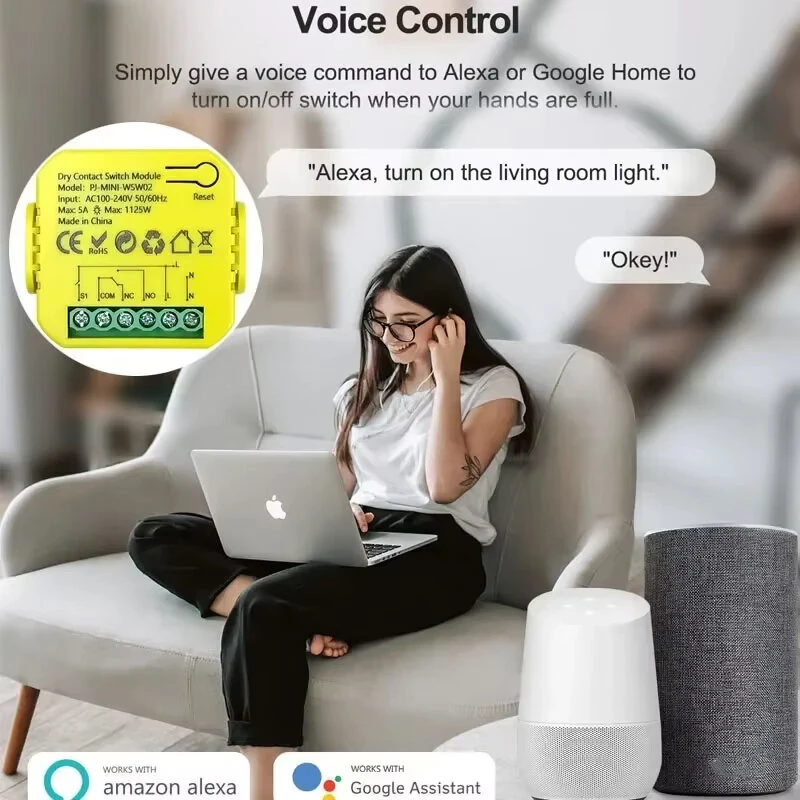 Tuya 5A Smart ZigBe WiFi Dry Contact Switch Relay App Remote Control Timing DC12/24V AC100-240V Supports Google Home Alexa — view 7