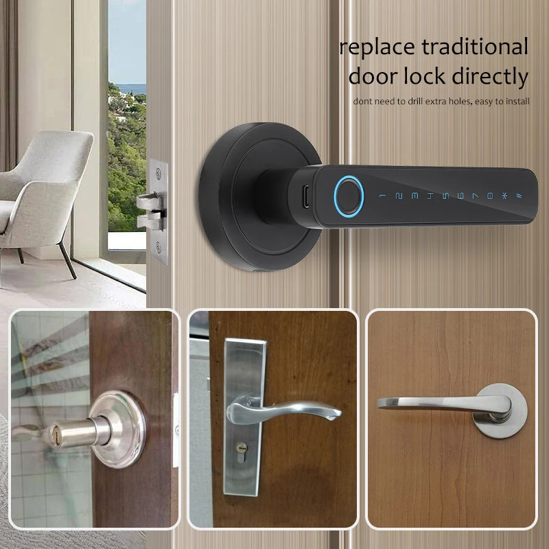 Tuya Smart Door bluetooth Lock Intelligent Anti-theft Door Lock Dynamic Password APP Fingerprint Key Unlock Home Lock — view 5