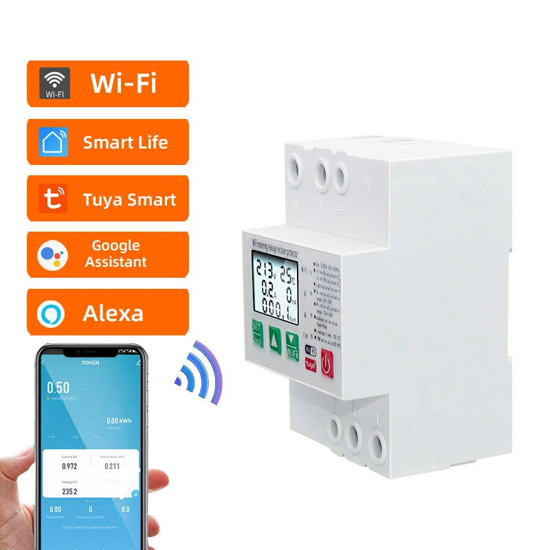 Tuya Smart Leakage Circuit Breaker WIFI Energy Meter Kwh Metering Switch Timer with Voltage Current and Leakage Protection APP Control — view 6