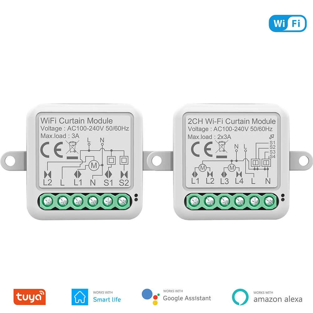 Tuya Smart Wifi Curtain Switch Module 3A Support 1/2 Gang Electric Motor for Roller Blinds Shutters APP Remote Control Compatible with Amazon Alexa & Google Home — view 7
