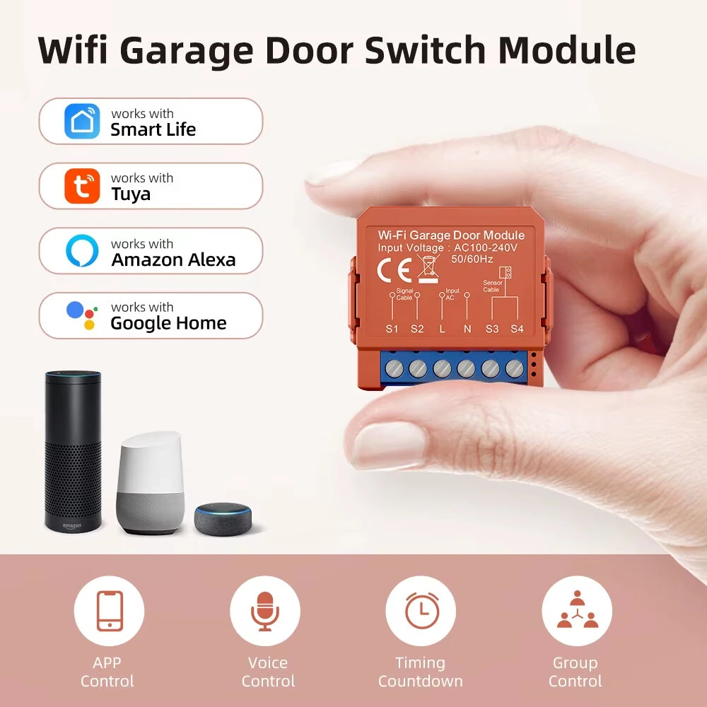 Tuya Smart WiFi Garage Door Module Switch Door Opener Controller Smart Life APP Voice Remote Control with Alexa Google Home — view 2