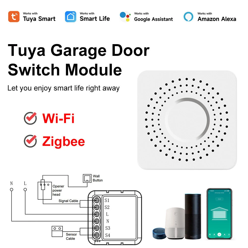 Tuya Smart WiFi Garage Door Switch Module Remote Control Smart Life App Works with Alexa Google Home — view 2