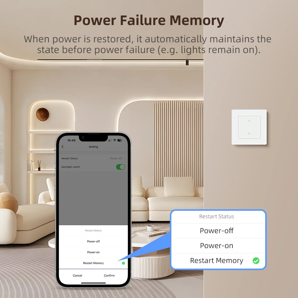Tuya Smart WiFi Light Switch 1/2/3 Gang Tempered Glass Panel Switch with Schedule & Automation Function Smart Life APP Voice Control with Alexa Google Home — view 4