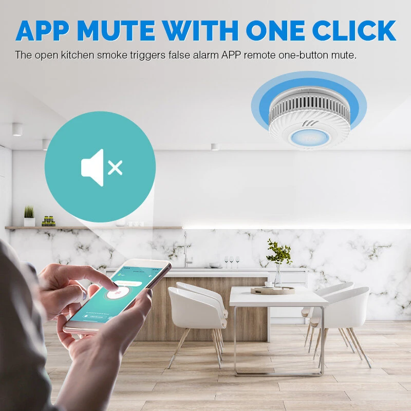 Tuya Smart WiFi Smoke Detector Long Battery Audible and Visual Alarm APP Remote Control 2.4G Wireless Home Kitchen Shop Fire Sound Alarm Sensor — view 5