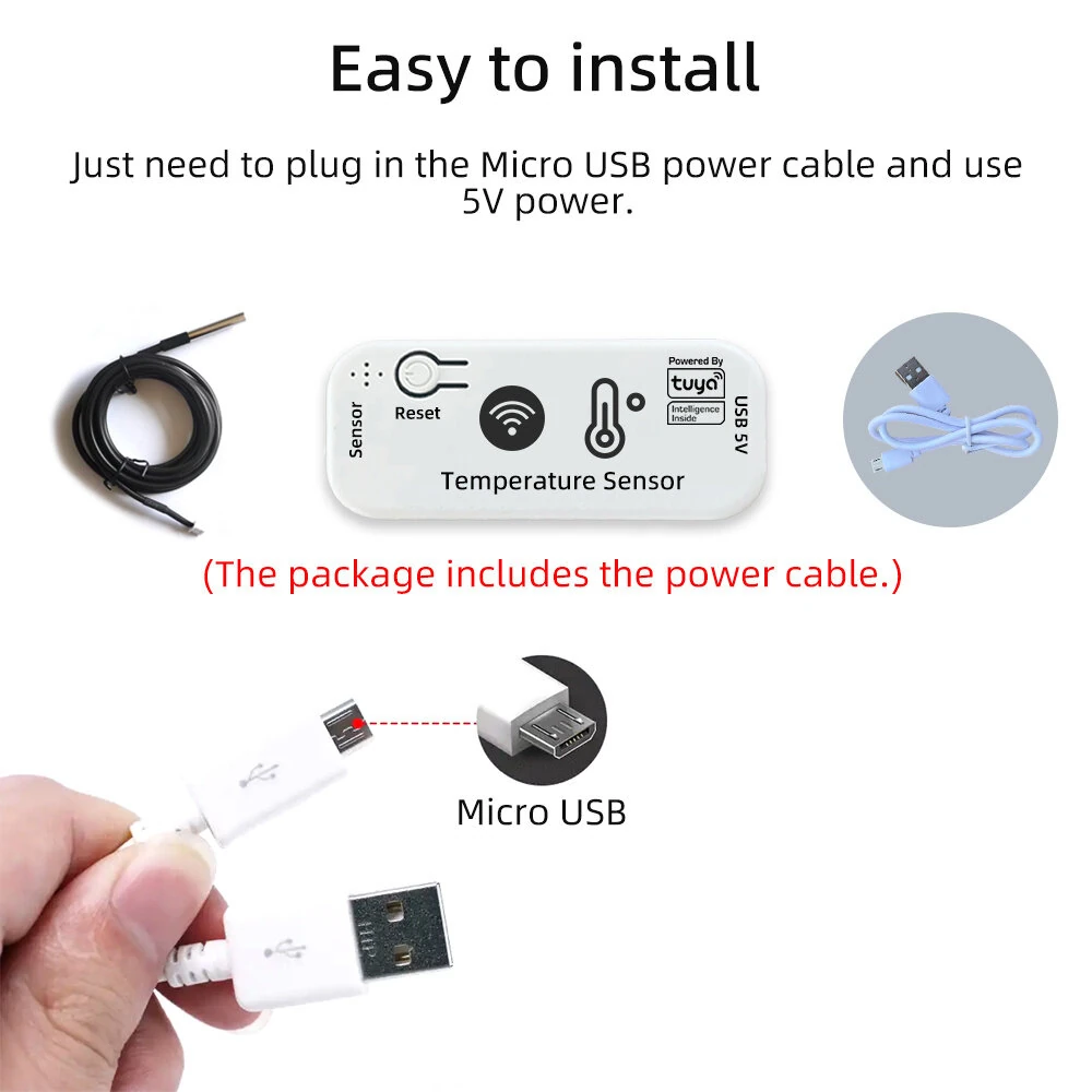 Tuya Smart WiFi /Zigbe Temperature Sensor -20°C to 105°C Remote Monitoring Alarm Alerts Smart Home Thermometer Smart Life APP — view 4