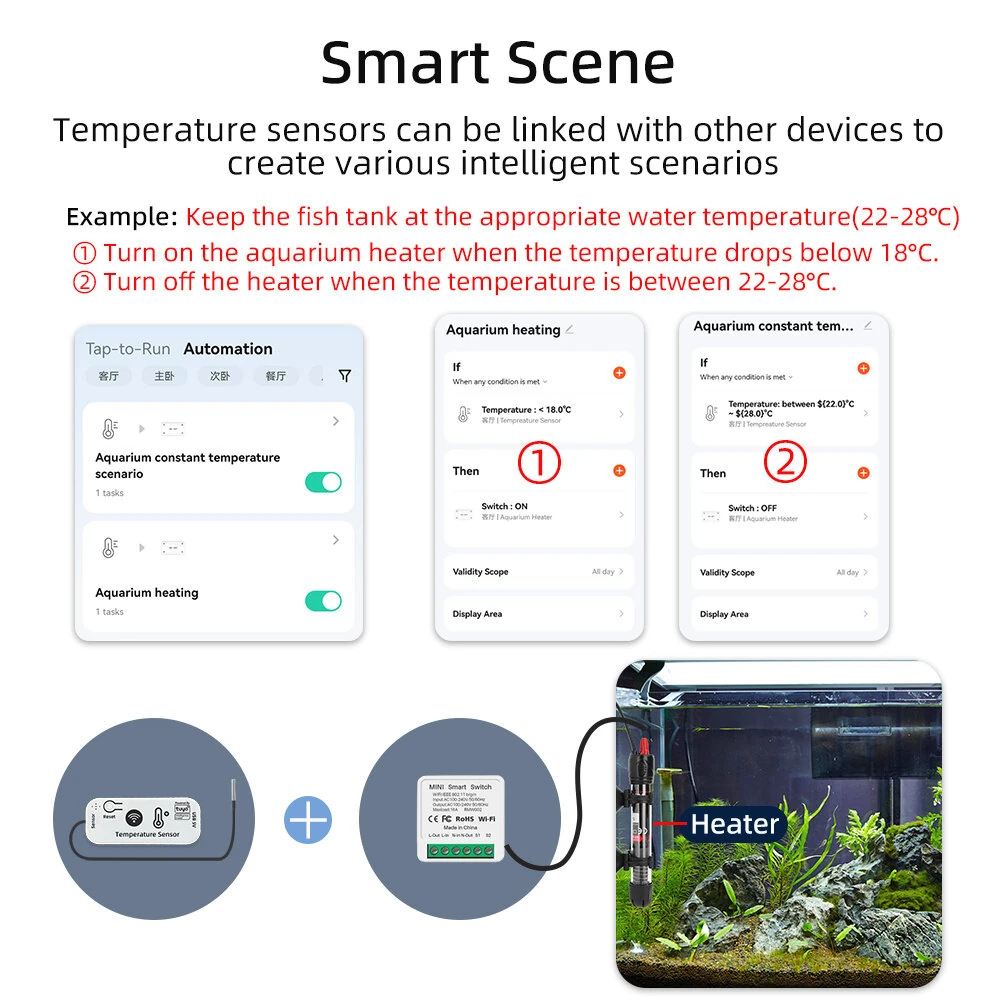 Tuya Smart WiFi /Zigbe Temperature Sensor -20°C to 105°C Remote Monitoring Alarm Alerts Smart Home Thermometer Smart Life APP — view 7
