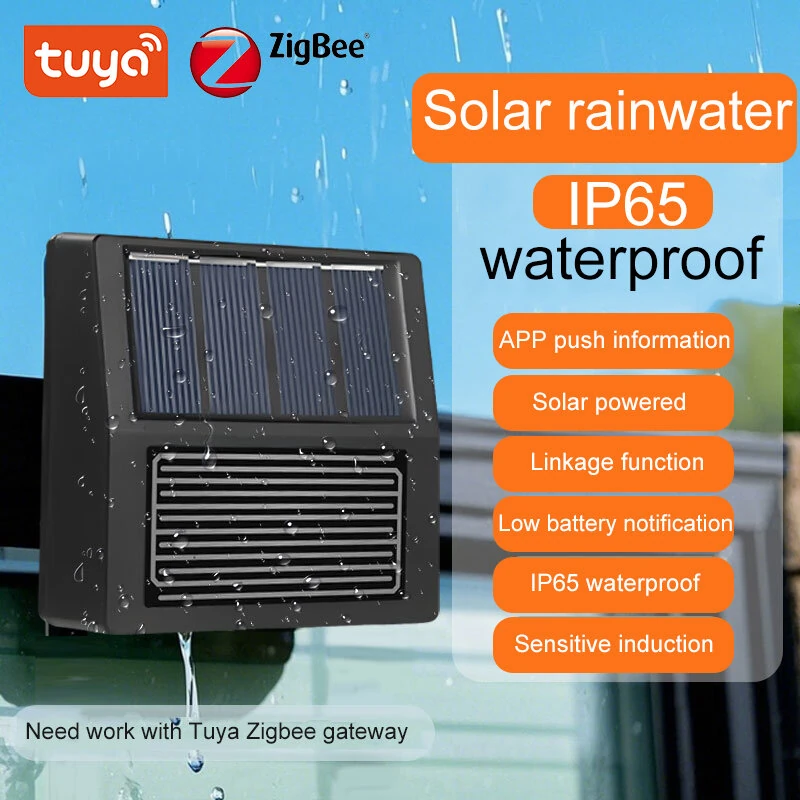 Tuya Smart Zigbe Rain Sensor With Light Detector Solar Operated IP65 Outdoor Waterproof Rain Detector Smart life Remote Control — view 2