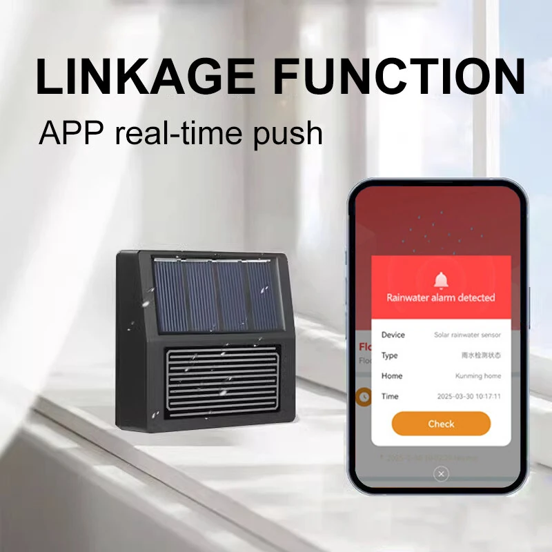 Tuya Smart Zigbe Rain Sensor With Light Detector Solar Operated IP65 Outdoor Waterproof Rain Detector Smart life Remote Control — view 5