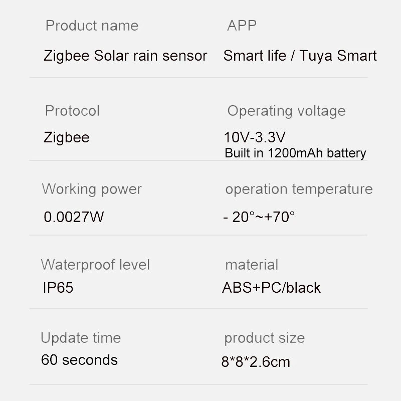 Tuya Smart Zigbe Rain Sensor With Light Detector Solar Operated IP65 Outdoor Waterproof Rain Detector Smart life Remote Control — view 7