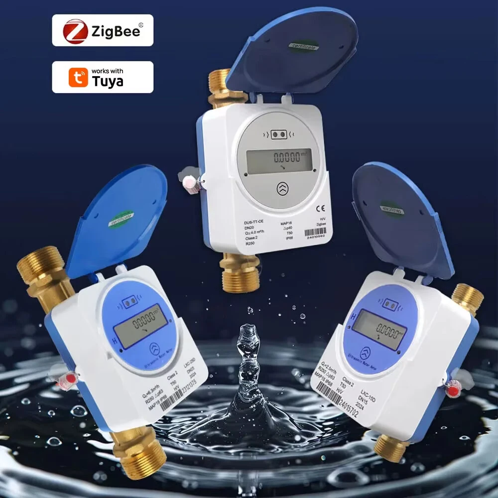 Tuya Smart Zigbe Ultrasonic Water Meter DN15 DN20 DN25 LCD Digital Display Water Flow Consumption Measurement IP68 Protection — view 2