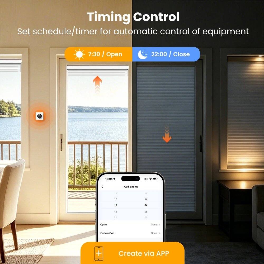 Tuya WiFi Curtain Knob Switch with Color Screen Display RGB Ambient Light Ring Timer Schedule Scene Linkage Child Lock Brightness Adjustable Voice Control with Alexa Google Assistant CS20R-EU-W — view 5
