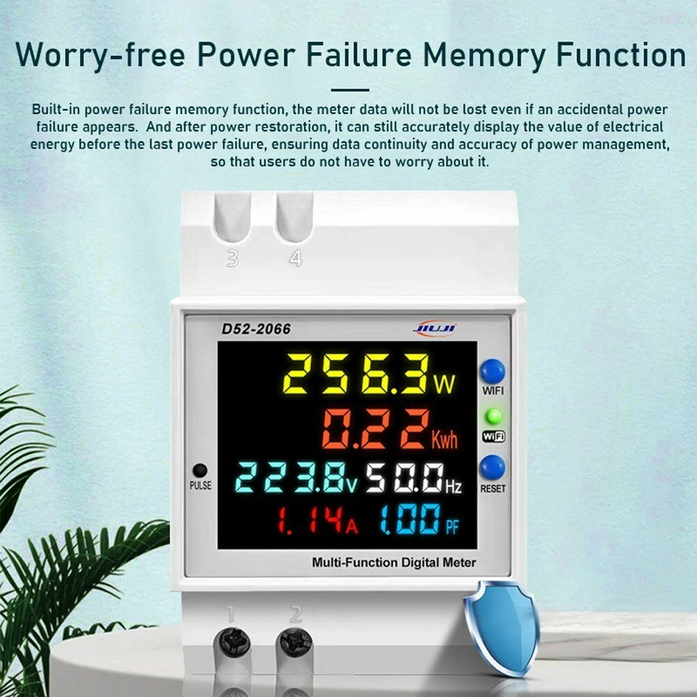Tuya WiFi Home Intelligent Digital Display Electricity Meter DIN-Rail Voltage and Current Meter with Power Failure Memory Function (Built-in Type) — view 5