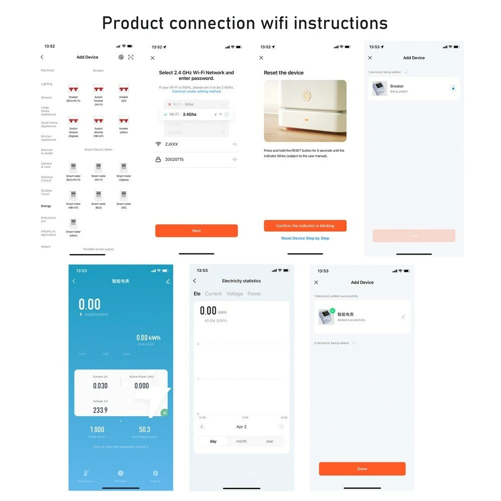 Tuya WiFi Home Intelligent Digital Display Electricity Meter DIN-Rail Voltage and Current Meter with Power Failure Memory Function (Built-in Type) — view 6