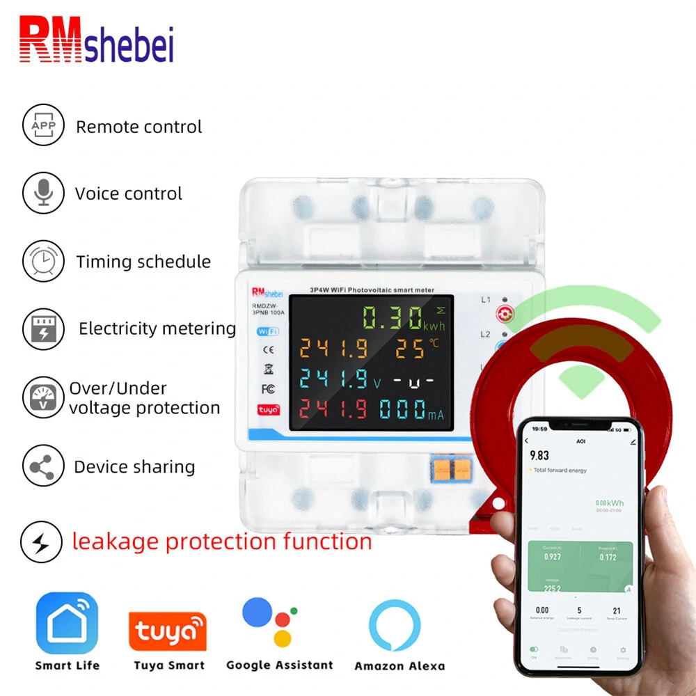 Tuya WiFi Intelligent Circuit Breaker Automatic Reclosure Protector 3P4W Power Meter Three Phase Reclosure Switch with Multiple Protections Timing Schedule Electricity Metering Functions — view 3