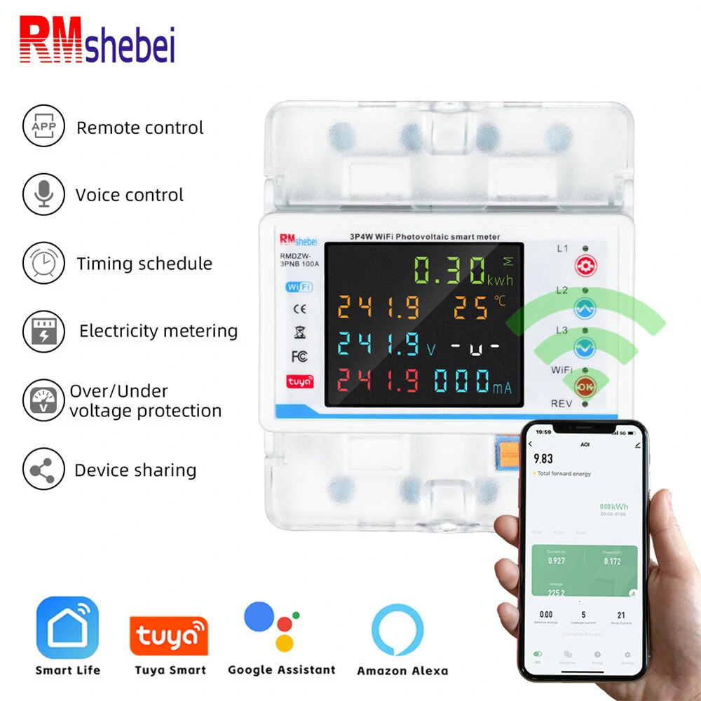 Tuya WiFi Intelligent Circuit Breaker Automatic Reclosure Protector 3P4W Power Meter Three Phase Reclosure Switch with Multiple Protections Timing Schedule Electricity Metering Functions — view 4