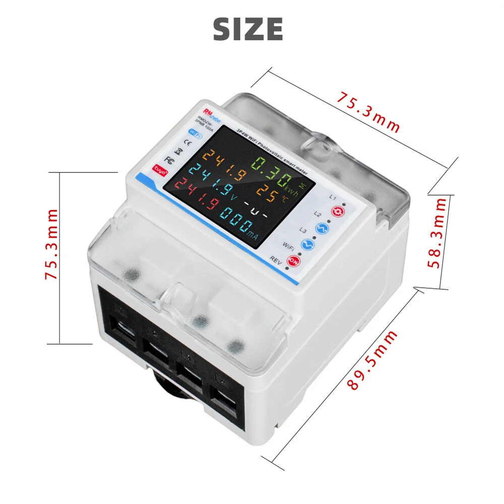 Tuya WiFi Intelligent Circuit Breaker Automatic Reclosure Protector 3P4W Power Meter Three Phase Reclosure Switch with Multiple Protections Timing Schedule Electricity Metering Functions — view 5