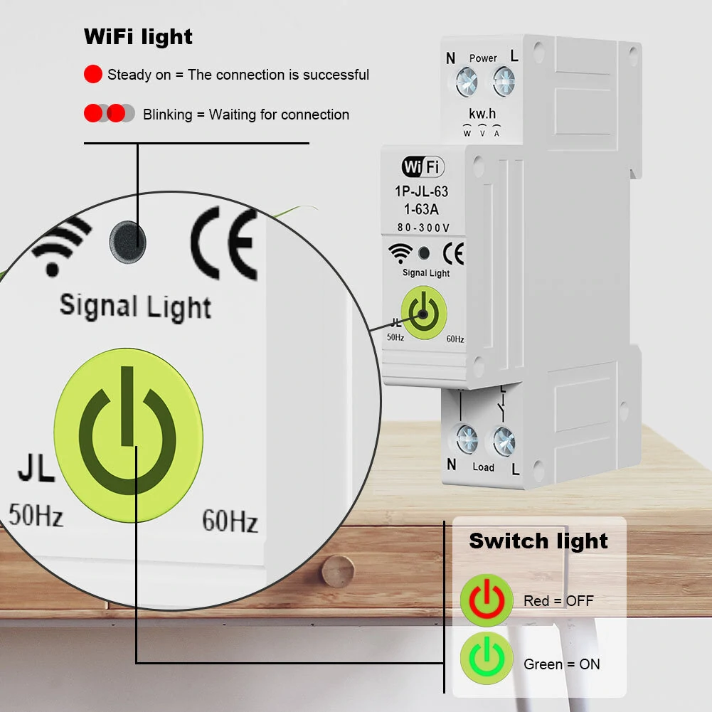 Tuya WiFi Intelligent Circuit Breaker ON OFF Timing Energy Meter Automatic Reclosing Protector with Metering and Prepaid Function Compatible with Alexa and Google Assistant for Voice Control — view 8