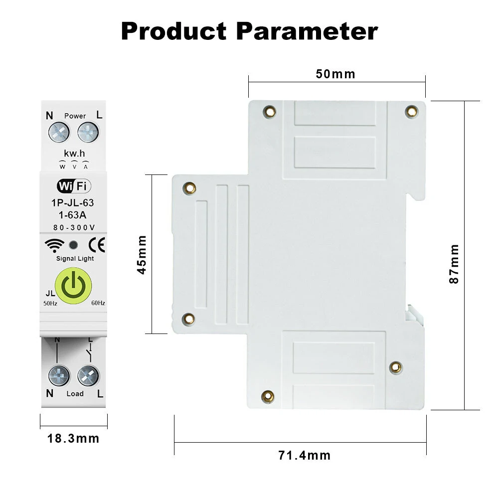 Tuya WiFi Intelligent Circuit Breaker ON OFF Timing Energy Meter Automatic Reclosing Protector with Metering and Prepaid Function Compatible with Alexa and Google Assistant for Voice Control — view 9