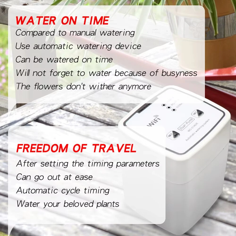 Tuya WIFI Smart Garden Intelligent Watering Device 20 Pots Double Pump Timed Automatic Drip Irrigation System Remote APP Controller for Garden Terrace — view 4