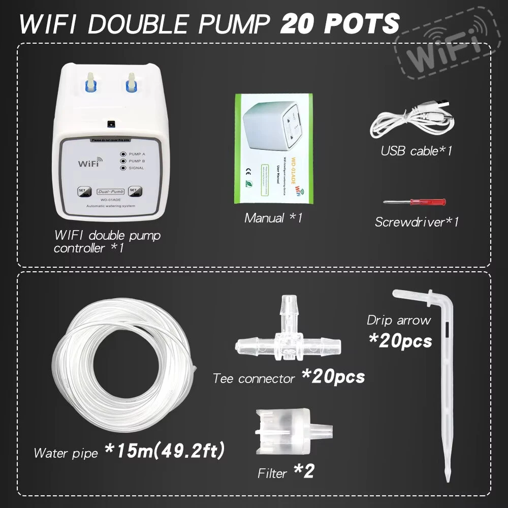 Tuya WIFI Smart Garden Intelligent Watering Device 20 Pots Double Pump Timed Automatic Drip Irrigation System Remote APP Controller for Garden Terrace — view 5