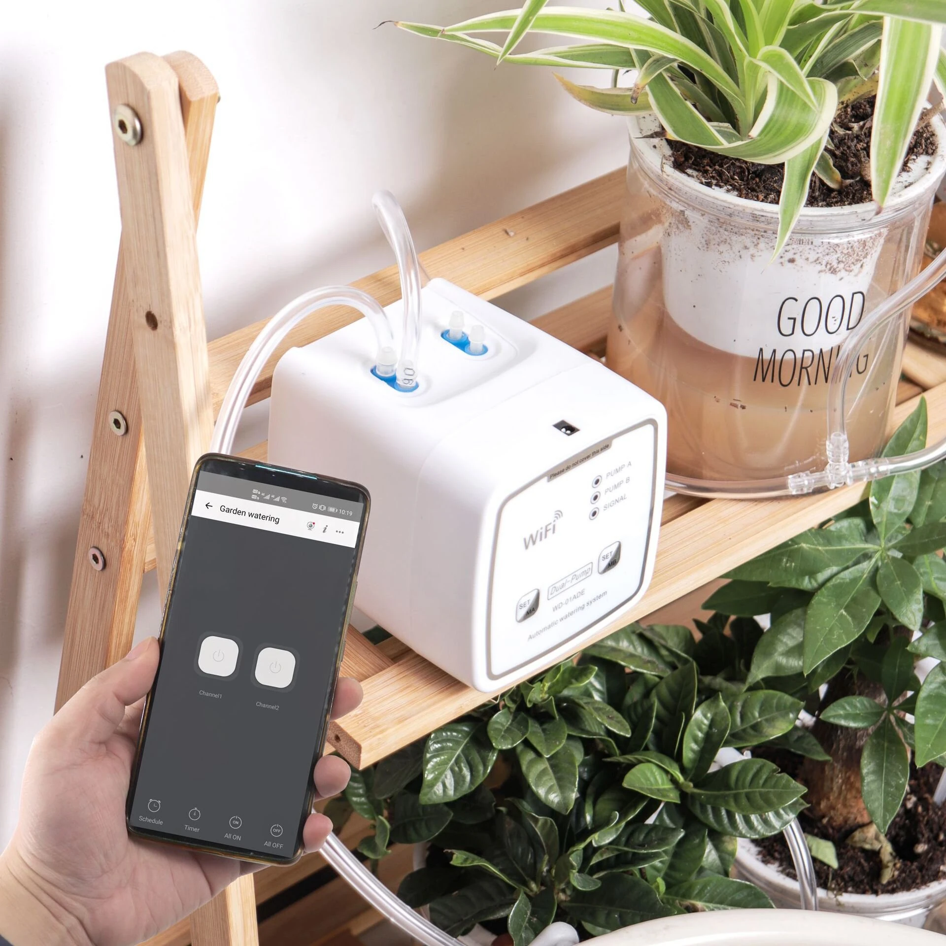 Tuya WIFI Smart Garden Intelligent Watering Device 20 Pots Double Pump Timed Automatic Drip Irrigation System Remote APP Controller for Garden Terrace — view 8