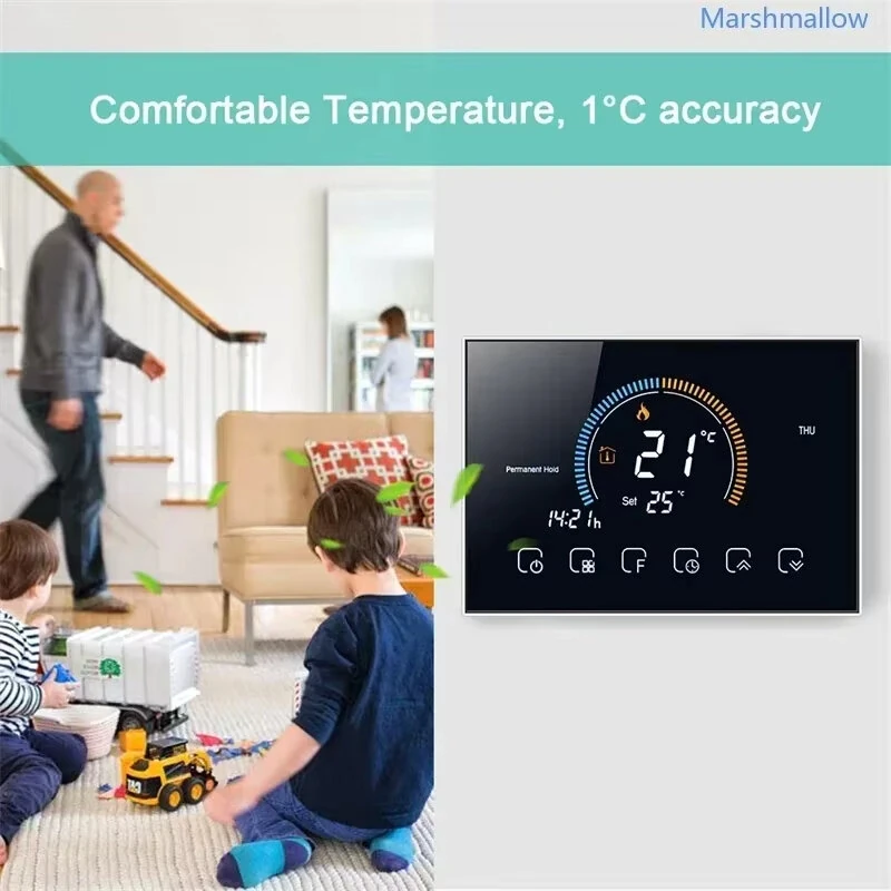 Tuya WiFi Smart Programmable Thermostat for Electric Heating LCD Display Touch Panel APP Voice Control Work with Alexa Google Home — view 5