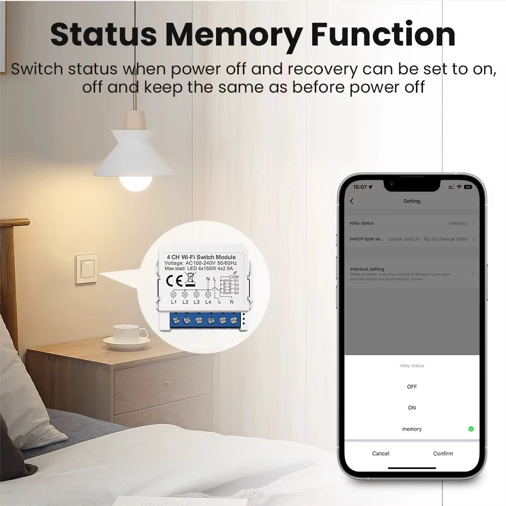 Tuya WiFi Smart Switch Module 1/2/3/4CH Supports 2 Way Control App Remote Control DIY Light Switch Module 100-240V Work with Alexa Google Home — view 5