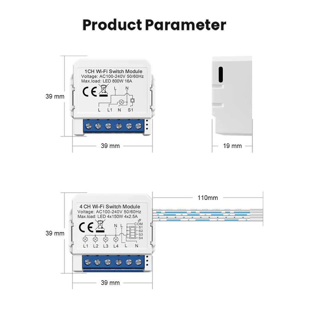 Tuya WiFi Smart Switch Module 1/2/3/4CH Supports 2 Way Control App Remote Control DIY Light Switch Module 100-240V Work with Alexa Google Home — view 6
