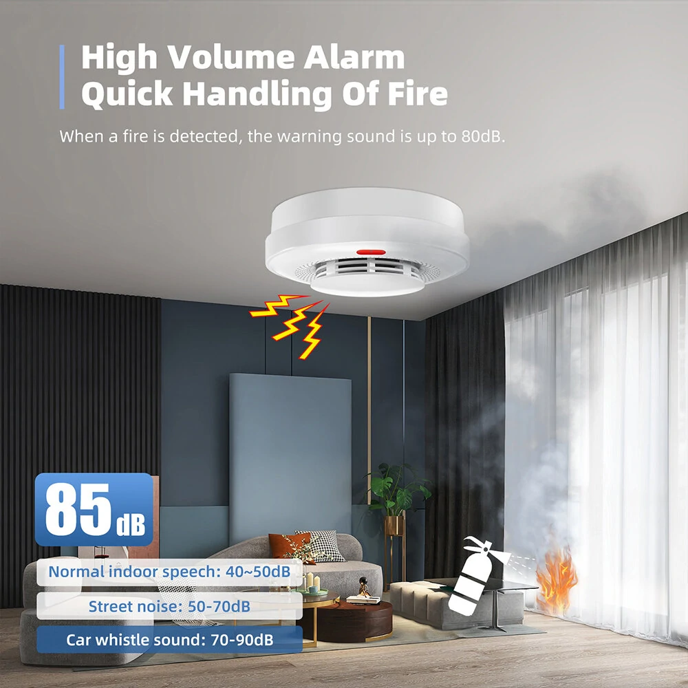 Tuya WiFi Smoke Detector Alarm Intelligent Wireless Home Fire Smoke Sensor Sound and Light APP Remote Control Fire Protection Alarming Device — view 4