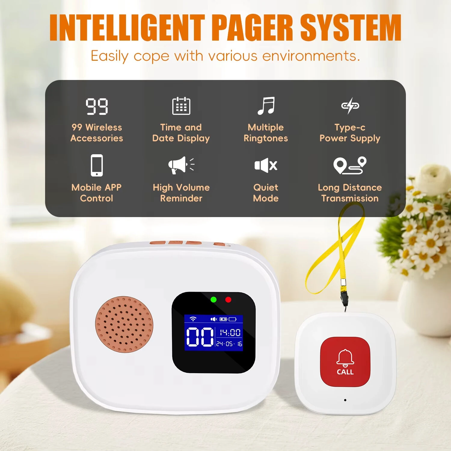 Tuya WiFi SOS Wireless Caregiver Pager Call Button System Emergency Alert Button for Seniors Patient Disabled Elderly Indoor Smart Life APP — view 2