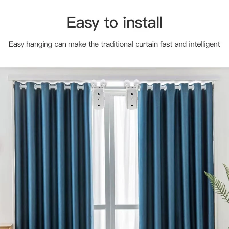 Tuya WiFi T U I Rail Track Roman Rod Smart Curtain Motor Electric Automatic Curtain Robot APP Voice Control with Alexa Google Home Plug and Play — view 3
