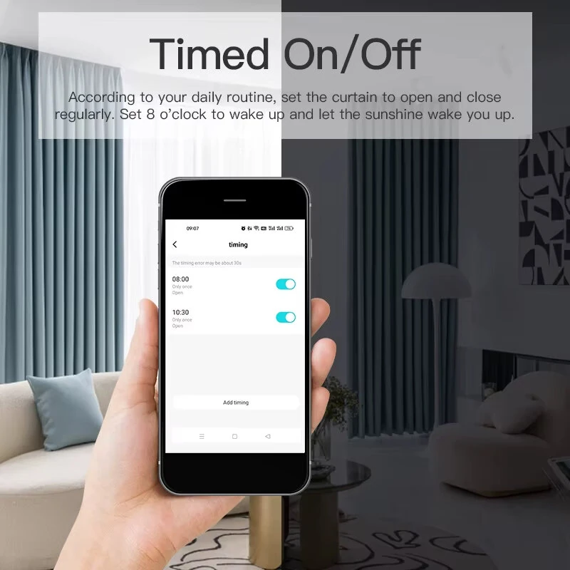 Tuya WiFi T U I Rail Track Roman Rod Smart Curtain Motor Electric Automatic Curtain Robot APP Voice Control with Alexa Google Home Plug and Play — view 5