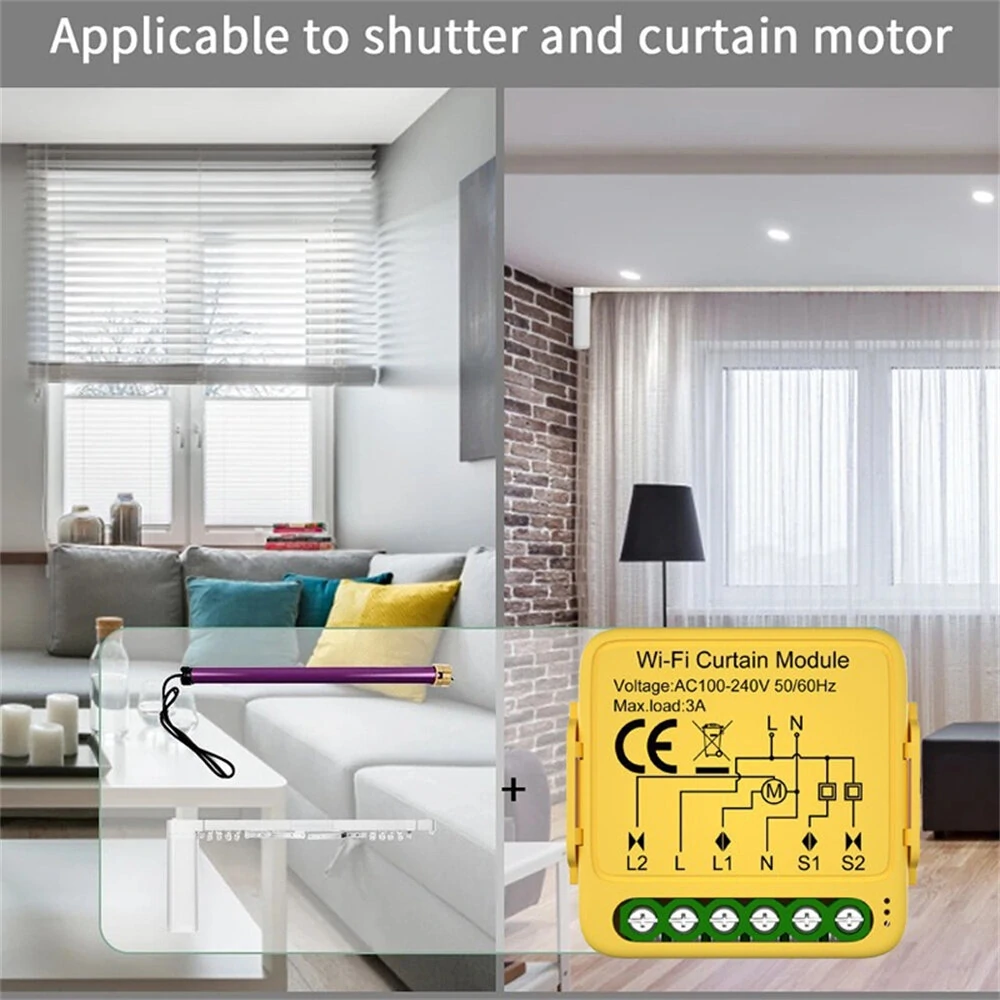 Tuya Wifi/Zigbee Smart Curtain Module Alexa Google Home Assistant Compatible with Remote App Control Timer Schedule Sharing Function Ideal for Smart Home Automation — view 8