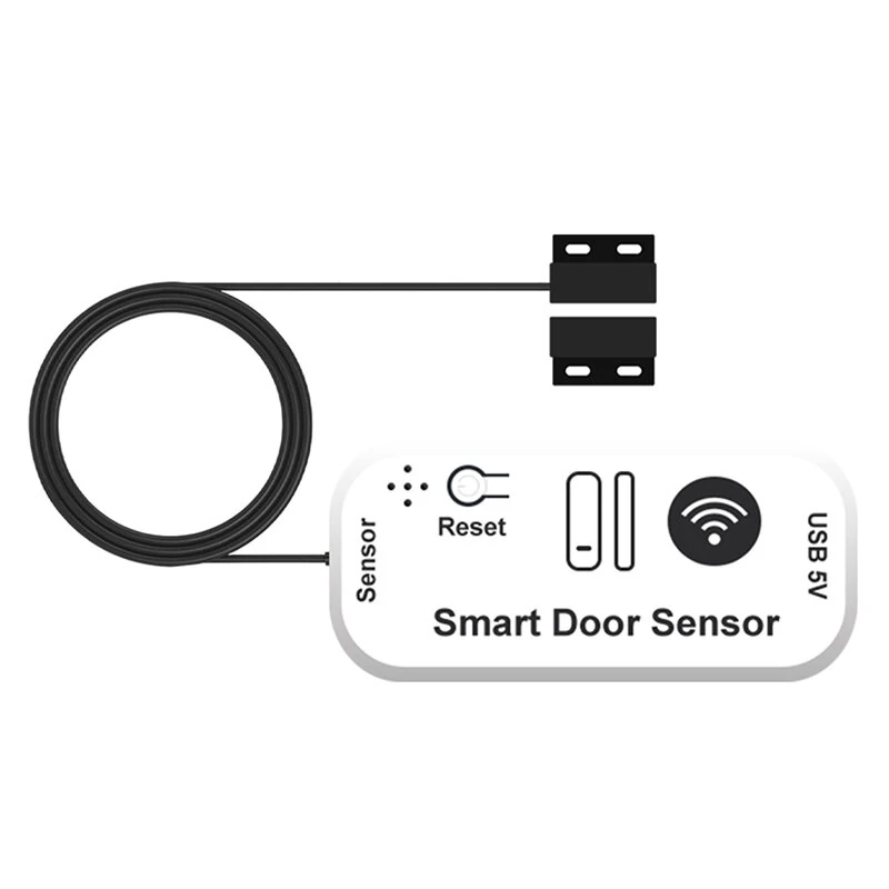 Tuya WiFi/Zigbee Smart Door Window Sensor with 5 Meter Wired Real Time Status Alert Remote Monitor Voice Control USB Powered with Alexa Google Home — image 1