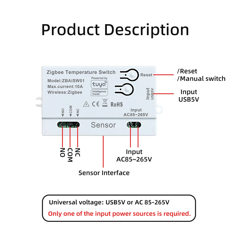 Tuya ZBAiSW01 Zigbee3.0 Smart Temperature Switch 10A Dry Contact Smart Thermostat Voice App Remote Control Timer Function Work with Alexa Google Home — view 5