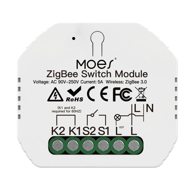 Tuya Zigbe 1-Way Switch Module 90-250V AC 5A Single Fire Wire Smart Light Switch Tuya App Remote Control Timer Schedule Works with Alexa Google Assistant Zigbe Hub Required — image 1
