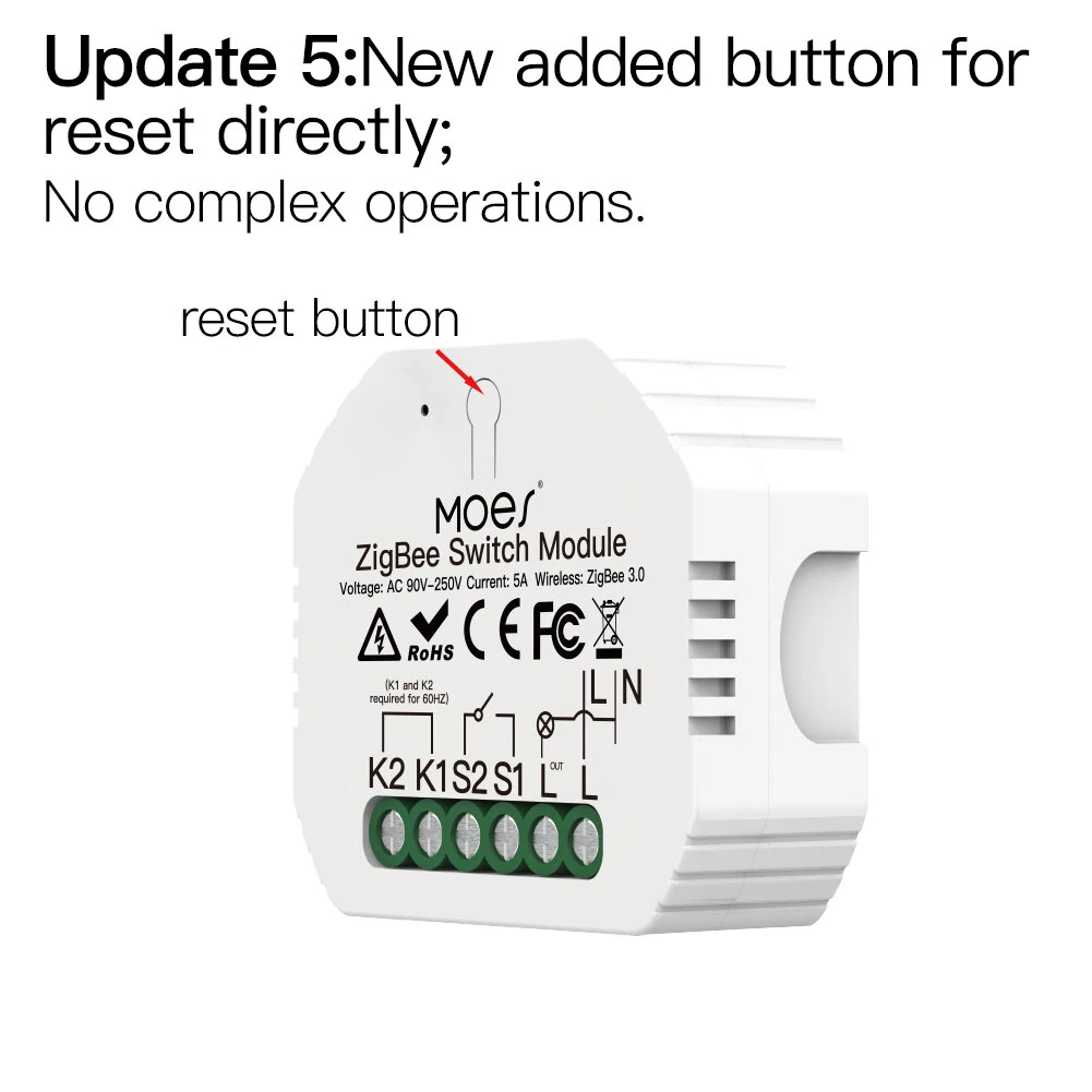 Tuya Zigbe 1-Way Switch Module 90-250V AC 5A Single Fire Wire Smart Light Switch Tuya App Remote Control Timer Schedule Works with Alexa Google Assistant Zigbe Hub Required — view 4