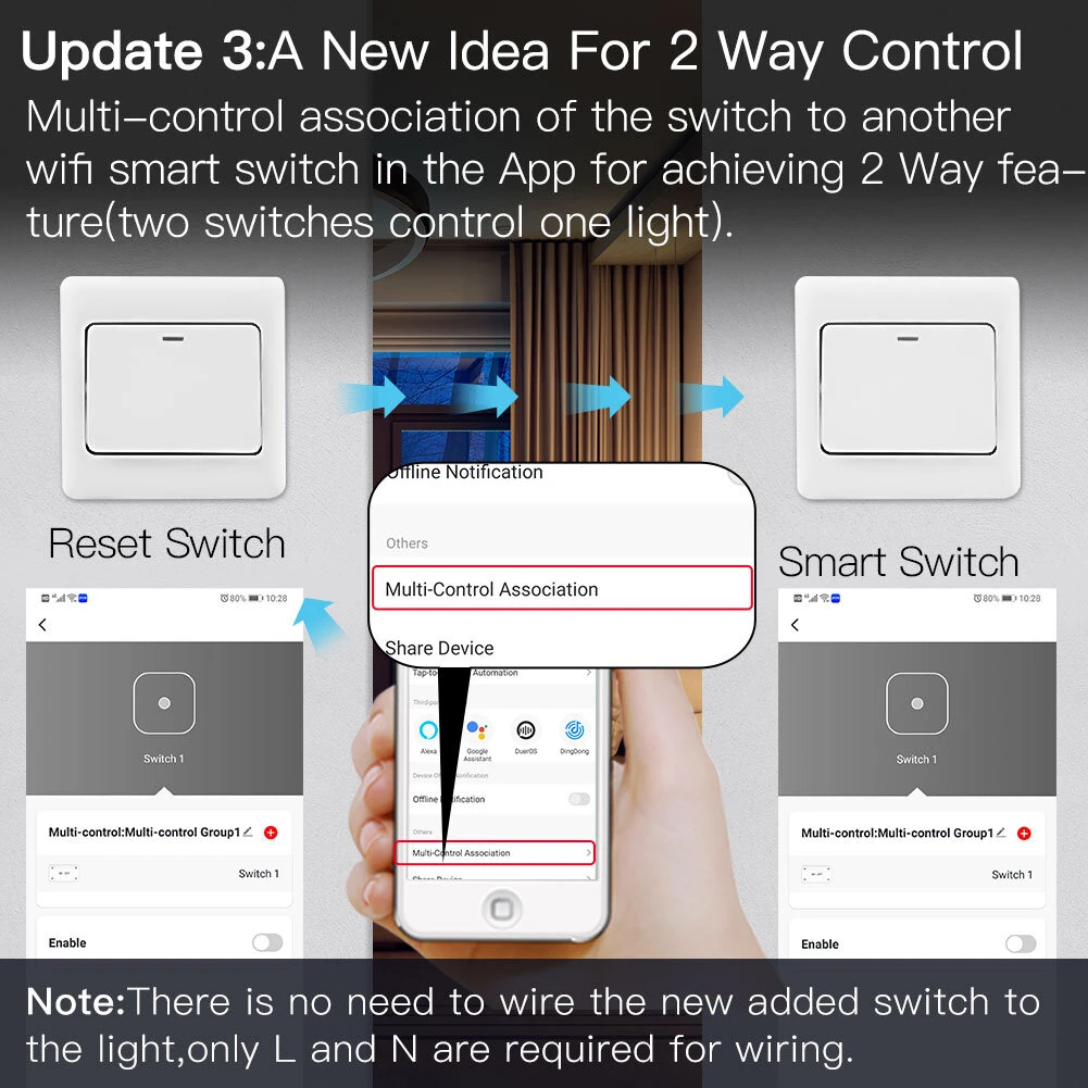 Tuya Zigbe 1-Way Switch Module 90-250V AC 5A Single Fire Wire Smart Light Switch Tuya App Remote Control Timer Schedule Works with Alexa Google Assistant Zigbe Hub Required — view 6
