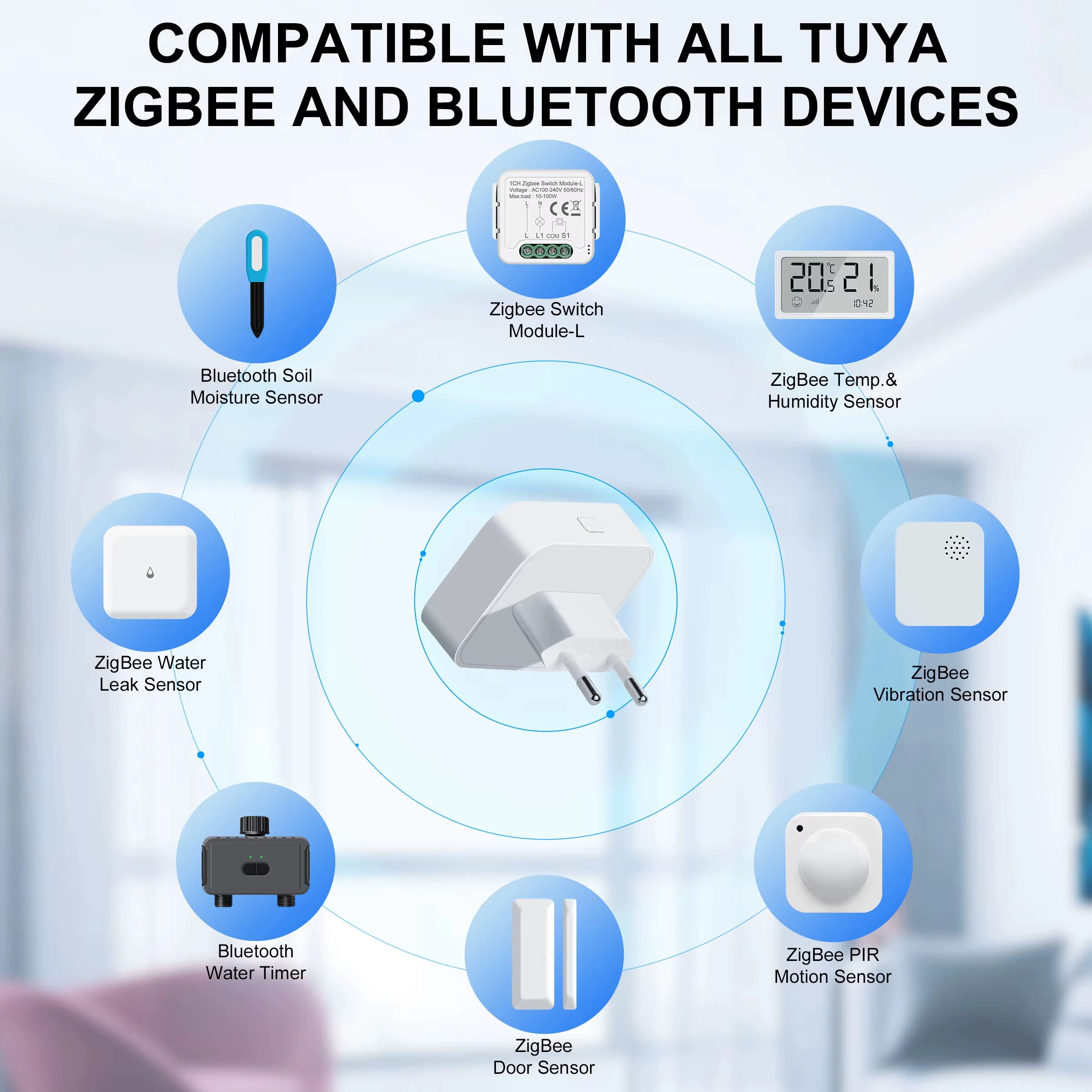 Tuya ZigBe Gateway Hub Plug-in Type Multi-mode ZigBe bluetooth Gateway Bridge for Smart Home Automation Work with Alexa — view 4