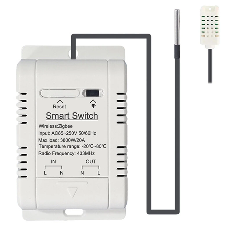 Tuya Zigbe Smart Temperature Humidity Switch Controller 20A 3800W with Waterproof Sensor Automation Timer APP Remote Voice Control with Alexa Google Home — view 9