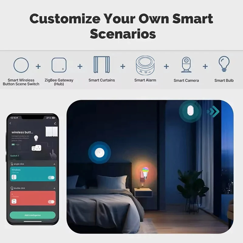 Tuya Zigbe Smart Wireless Button Scene Switch Wireless Remote Control for Smart Life Create 3 Scenes Perfect for Bedroom Kitchen — view 5
