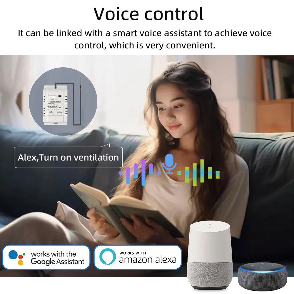 Tuya Zigbe Temperature Humidity Smart Switch 16A 3000W APP Remote Control Voice Control Timer & Schedule for Smart Life & Tuya Smart APP — view 10