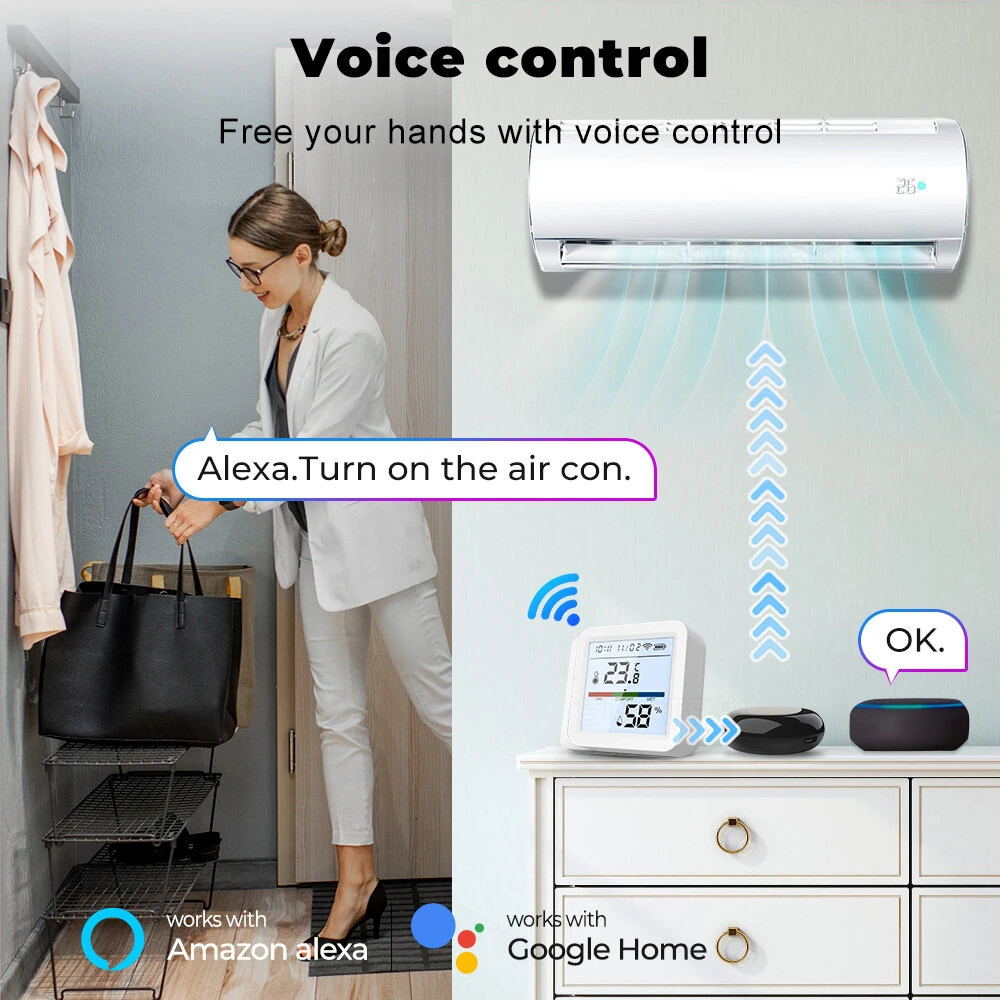 Tuya ZigBee3.0 Smart Home Temperature Humidity Sensor with Backlight LCD Display Voice Control with Alexa Google Home and Tuya Zigbee3.0 Hub Required — view 5