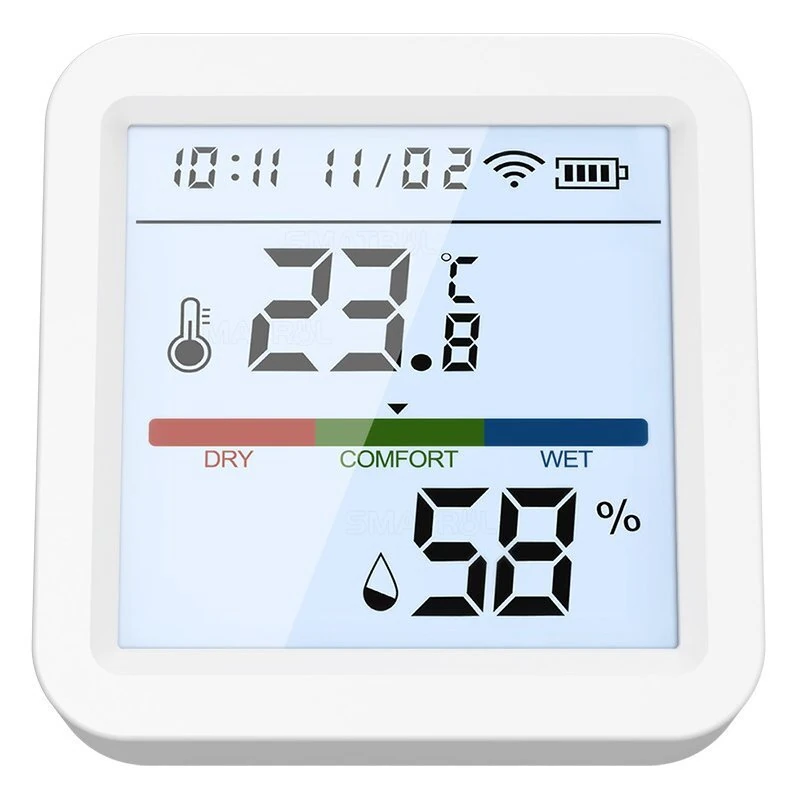 Tuya ZigBee3.0 Smart Home Temperature Humidity Sensor with Backlight LCD Display Voice Control with Alexa Google Home and Tuya Zigbee3.0 Hub Required — view 7