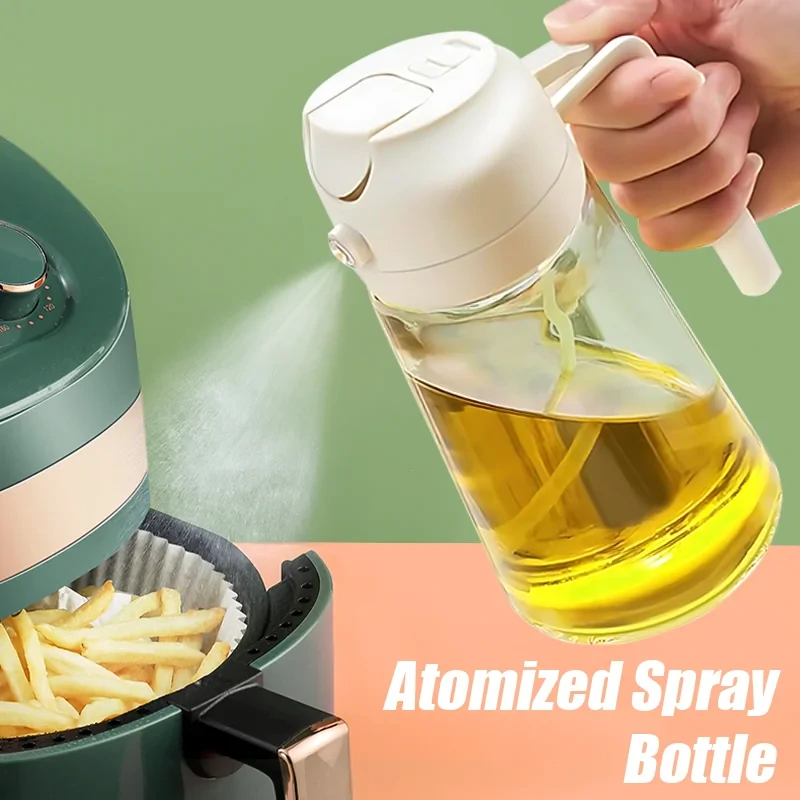 Two in One Oil Dispenser Oil Sprayer Refillable Oil Sprayer Commercial Food Grade Spray Bottle Oil Mister for Cooking Baking Frying BBQ — Two