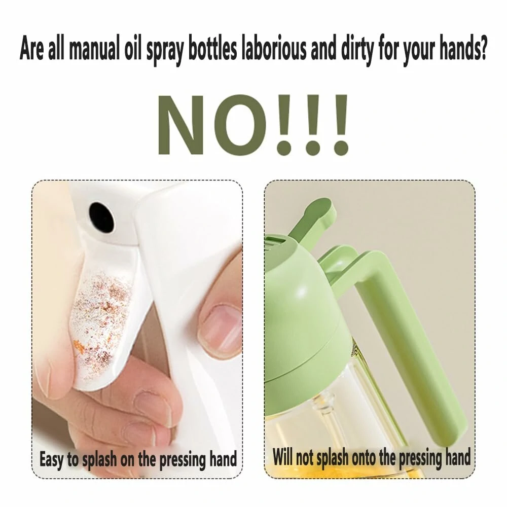 Two in One Oil Dispenser Oil Sprayer Refillable Oil Sprayer Commercial Food Grade Spray Bottle Oil Mister for Cooking Baking Frying BBQ — view 4