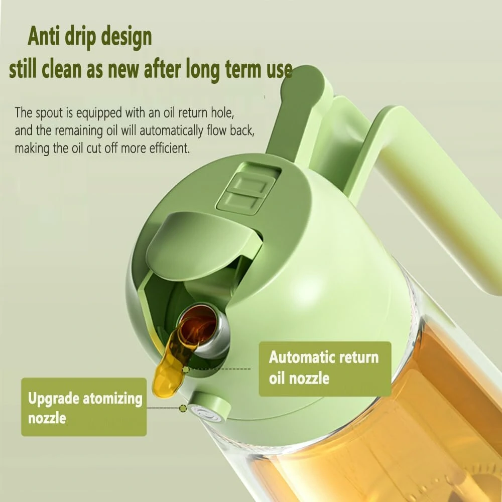 Two in One Oil Dispenser Oil Sprayer Refillable Oil Sprayer Commercial Food Grade Spray Bottle Oil Mister for Cooking Baking Frying BBQ — view 6