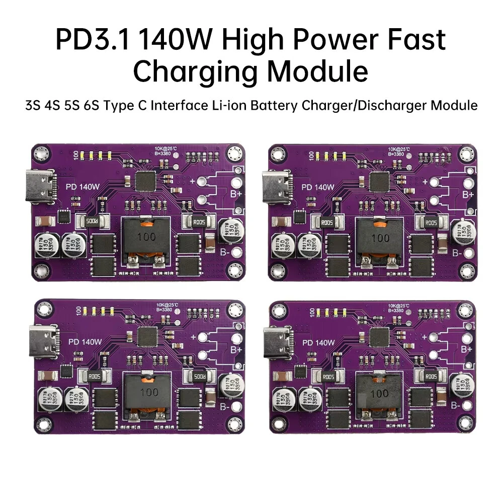 Type-C 3S 4S 5S 6S PD3.1 140W High Power Fast Charger Module Li-ion Battery Charger/Discharger Module for FCP AFC SCP QC2.0/3.0 — view 3
